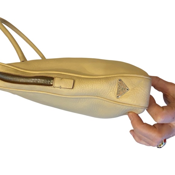 Prada cream leather shoulder bag briefcase laptop tote with side number lock - Picture 11 of 15